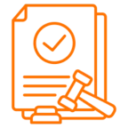 Contract approval symbol with gavel