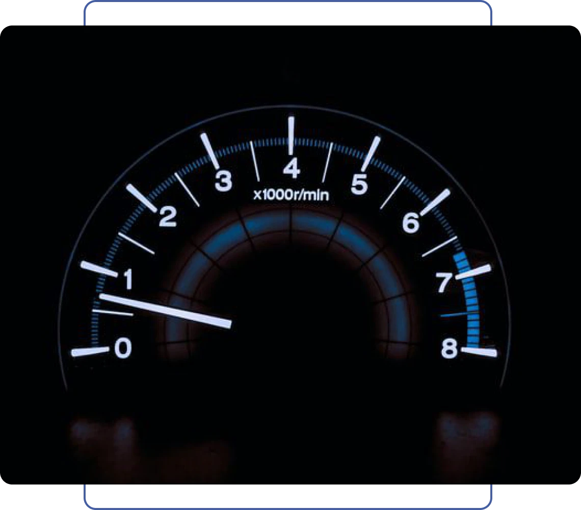 Tachometer reading showing low RPM